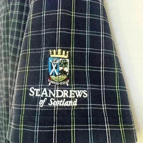 St. Andrews of Scotland Blue and White Checkered Golf Polo Shirt - Picture 2 of 5